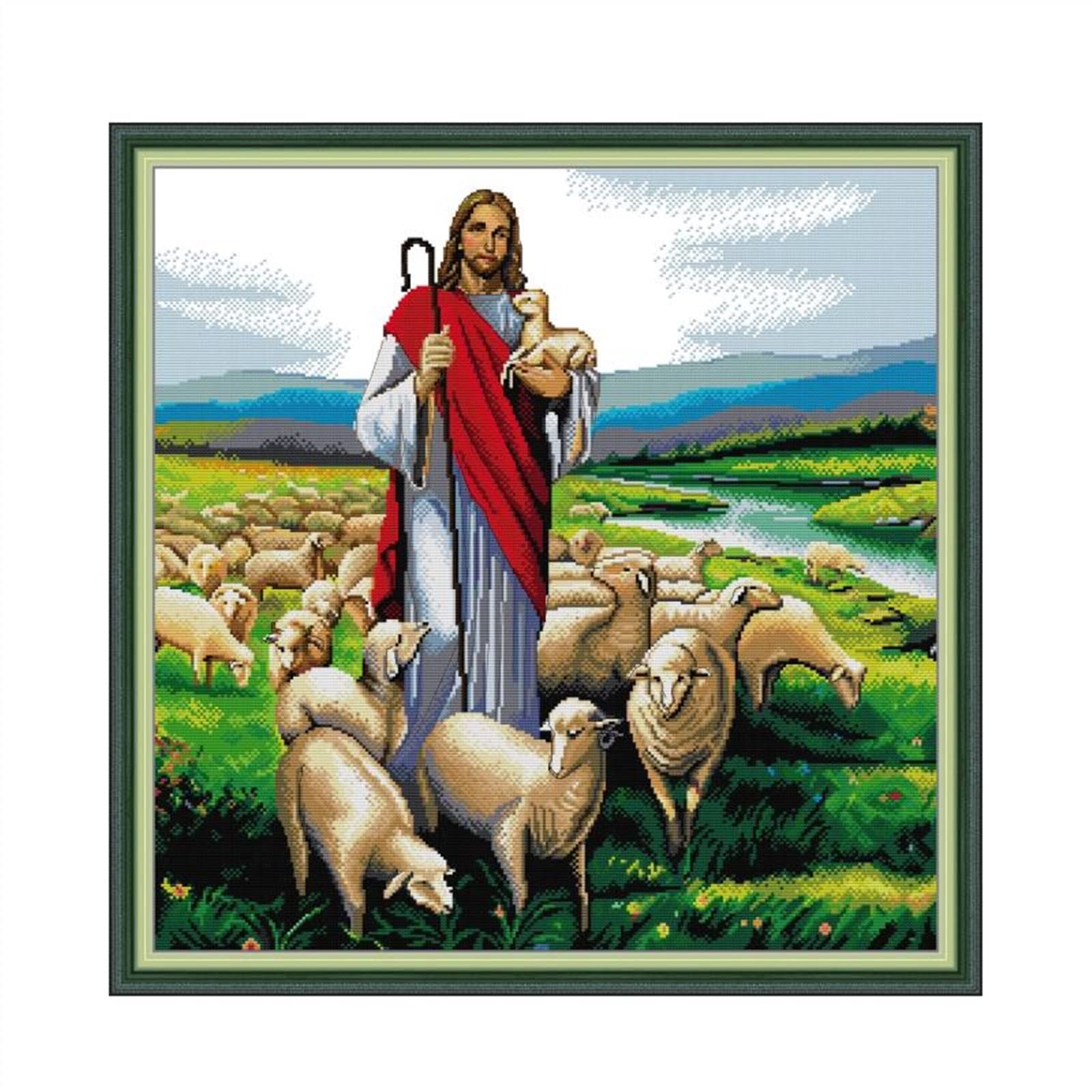 Point de Croix Jésus Berger Kit Toile 11ct Couture Broderie