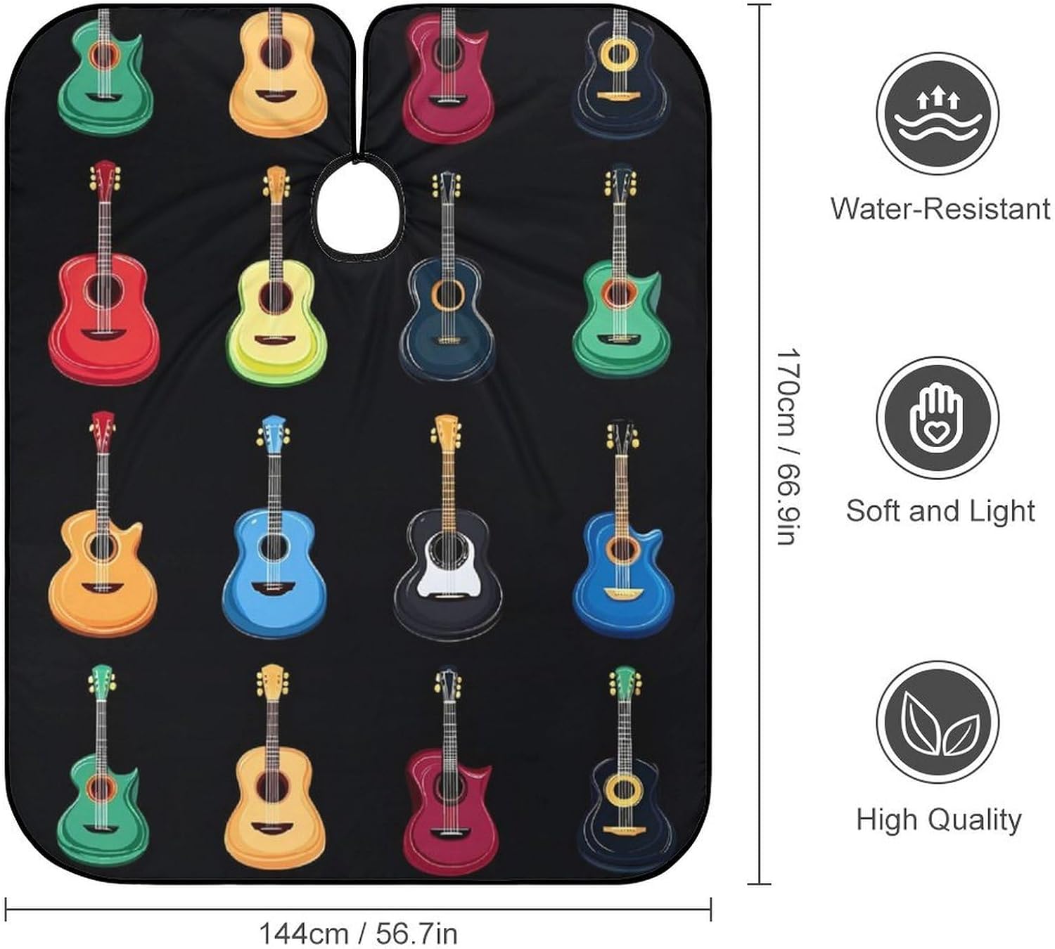 Music Guitar Barber Cape Professional Hair Cutting Apron Hairdresser Cape for Men Women