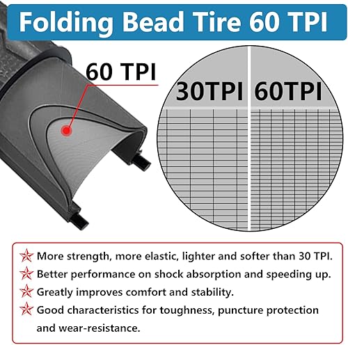 Miniatura 5 de Paquete de 2 neumáticos de bicicleta 700 x 23C 700 x 25C 700 x 28C 700 x 35C par de neumáticos de bicicleta de carretera 60 TPI o 30 TPI neumáticos