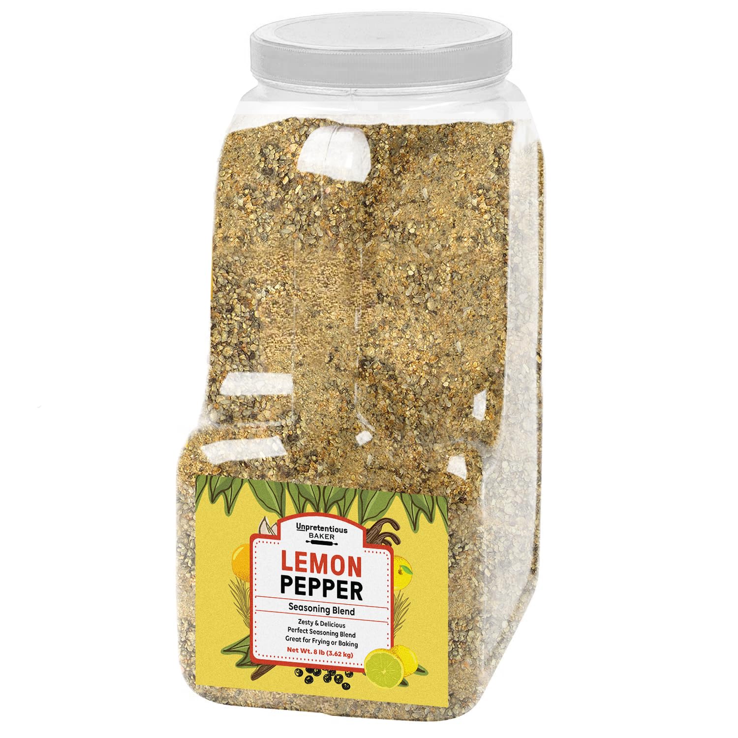Unpretentious Lemon Pepper Seasoning (8lb), Great Zesty Flavor, Perfect for Baking or Frying, Delicious Seasoning Blend