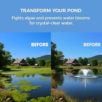 15,000 GPH fully automatic pond aerator floating fountain and pond aerator 110 V 750 W (1 HP) for large and small ponds and lakes, pond fountain including
