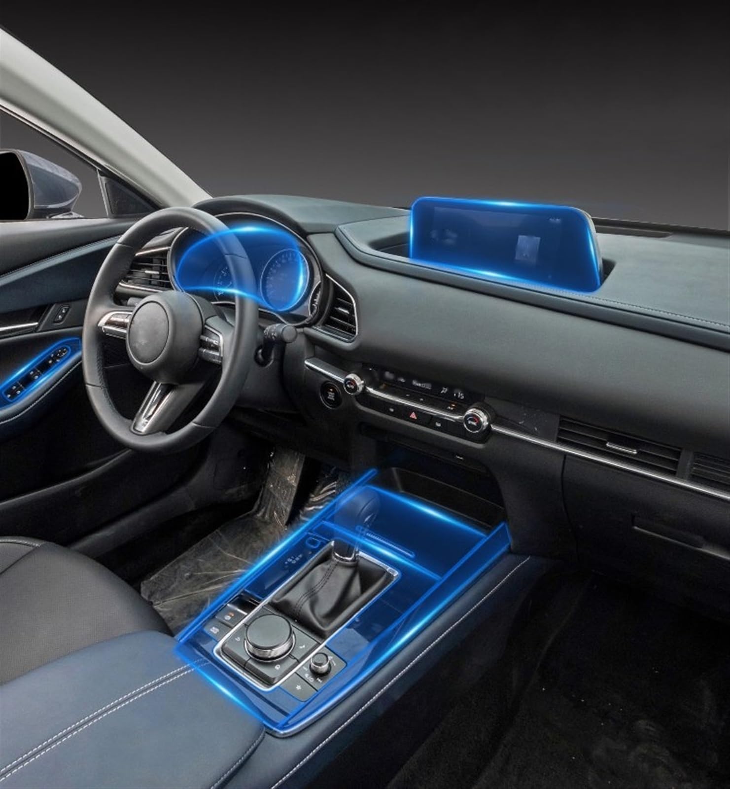 Autoschutzfolie Auto Innen Control Film Navigation Dashboard Bildschirm Transparente Aufkleber Für Mazda Für CX30 Für CX-30 2020-2021 Links Hand Stick(Left hand driveA)