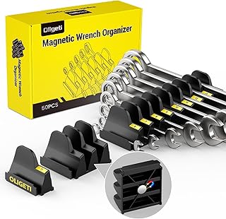 50pcs Magnetic Wrench Organizer Set for Metal Tool Box,Modular Wrench Holder with Metric&SAE Labels