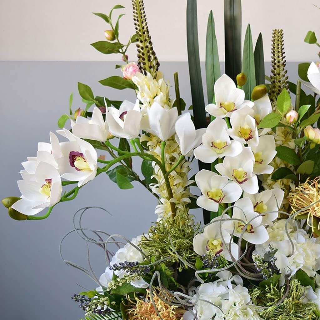 con jarrón Flores Artificiales Plantas Flor Falsa para la decoración del hogar Mesa de Oficina Interior Centros de Mesa Flores Falsas