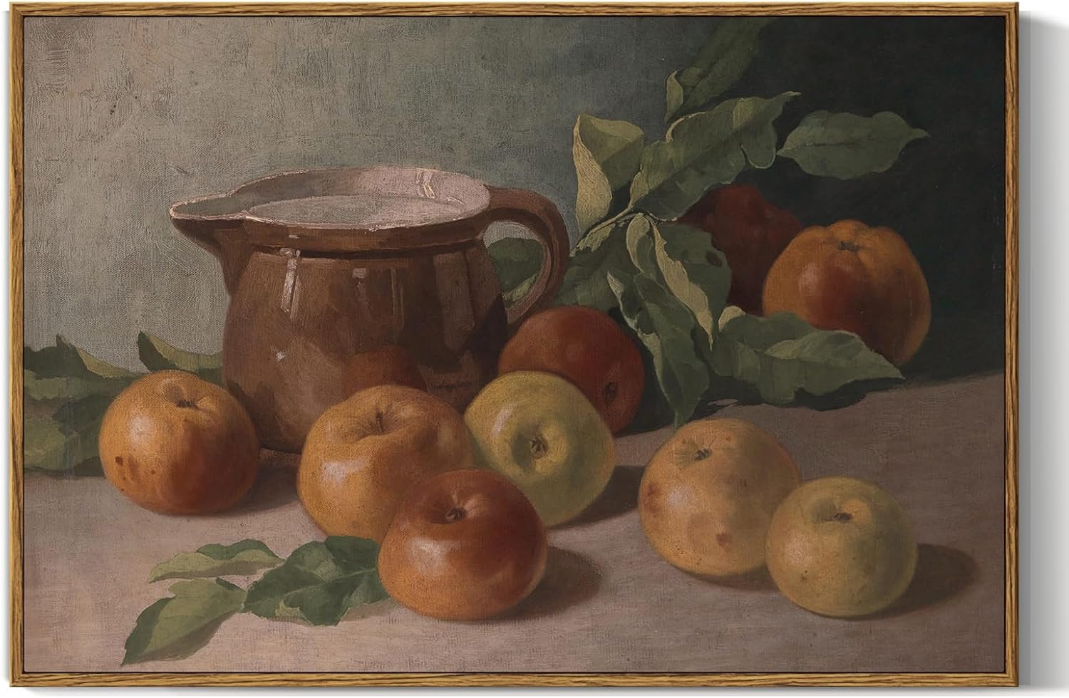 InSimSea Framed Canvas Wall Art Vintage Aesthetic Room Decor, Harvest Apples Still Life Oil Painting Artwork Abstract Wall Pictures Prints, Farmhouse Fruit Wall Decor Bedroom Kitchen 16x24in Apple 24L" x 16W"
