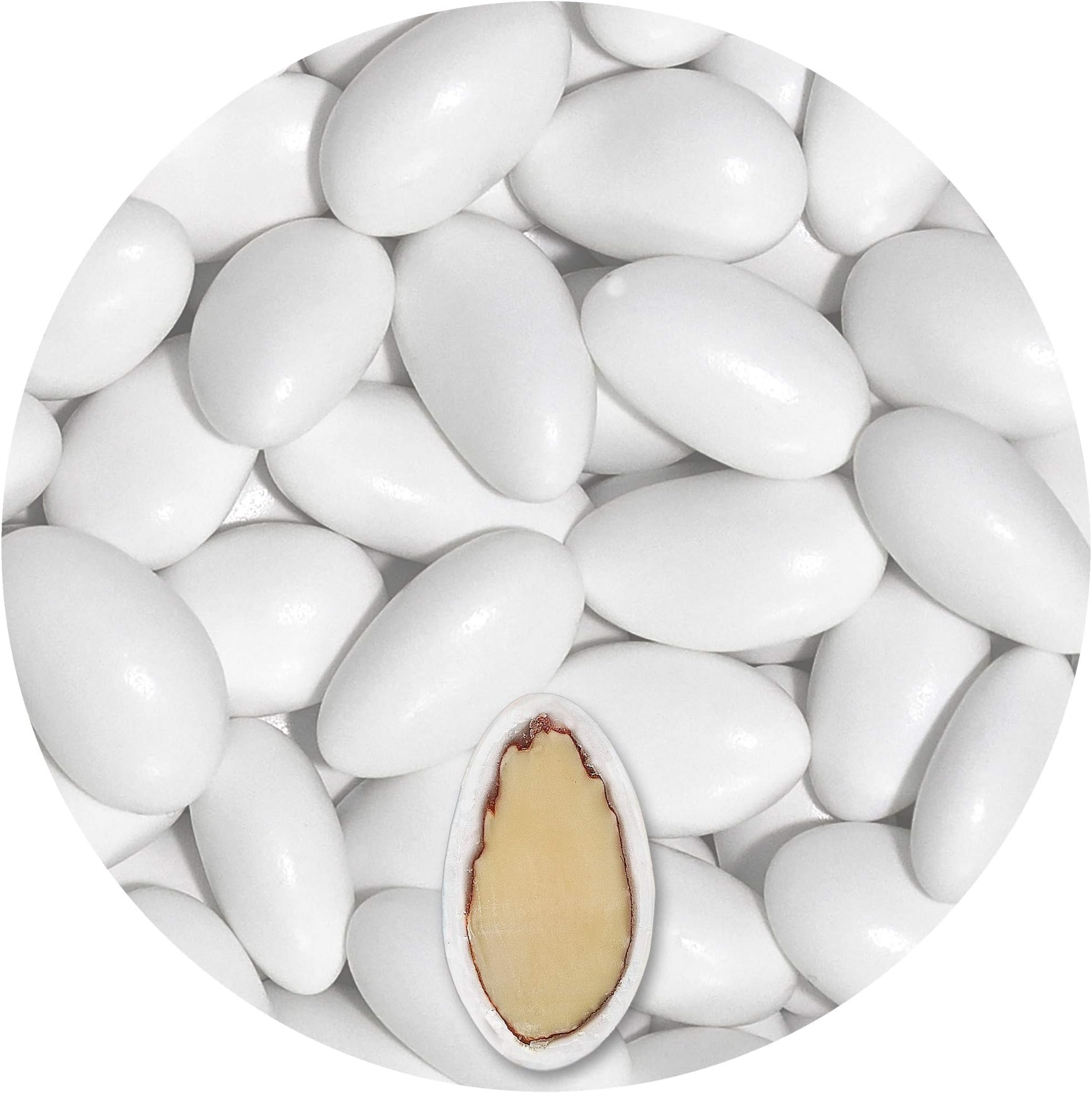 EinsSein 0,5kg Sugared Almonds Imposante white glossy Wedding sugar sweets almond dragees baptism dragee cake balls candy coated sweet for weddings favours gift box sugred fillers chocolate chocolates