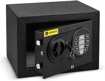 HomeSafe HV17E Digital Safe Box with Electronic Lock, 17x23 x17cm HxWxD, Electronic Money Safe Lock Box for Home Security, Storage Safety Locker, Cash Savings or Money