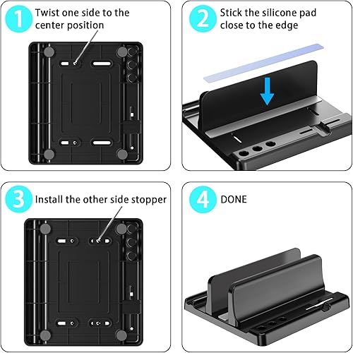 Miniatura 7 de Soporte vertical para laptop, base ajustable de plástico ABS para computadora de escritorio, ahorro de espacio 3 en 1, compatible con todos los