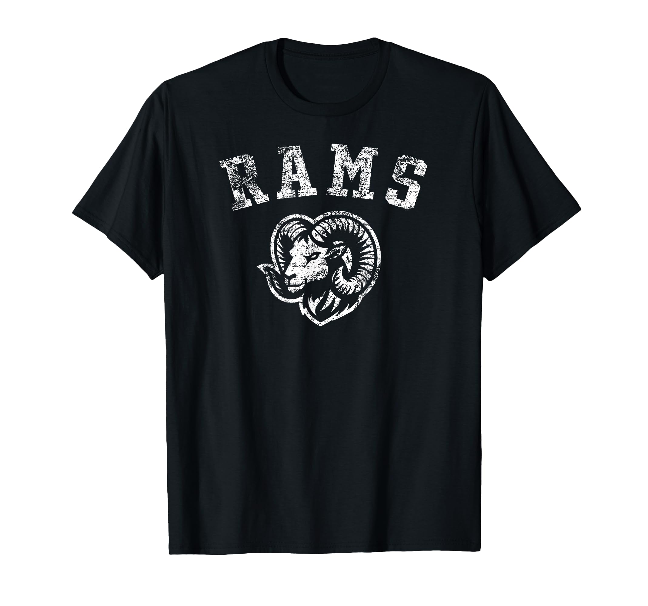 Rams Mascot for Players and Fans Distressed Print T-Shirt