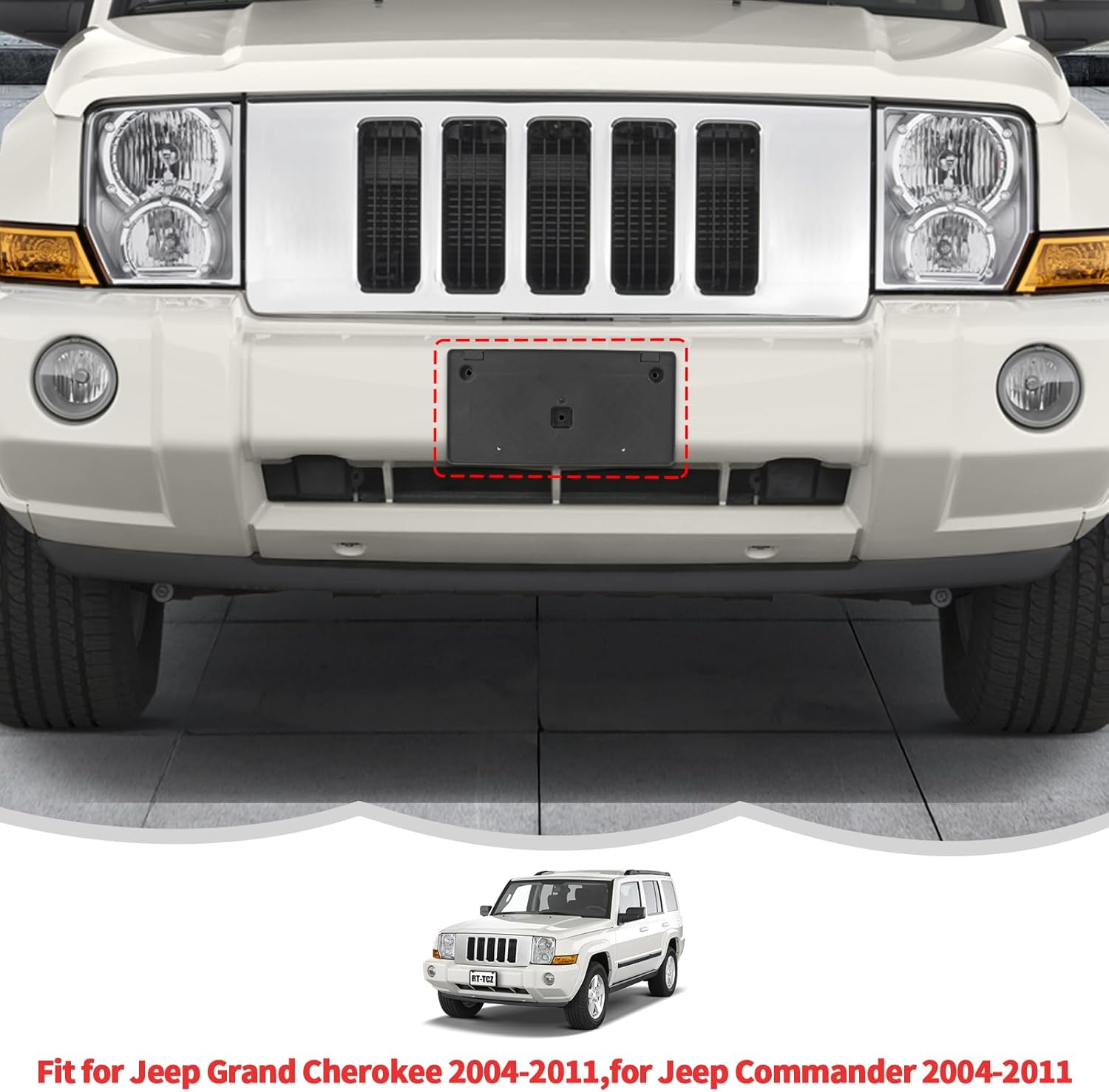 RT-TCZ License Plate Holder Front License Plate Frame Mount Bracket Accessories for Jeep Grand Cherokee 2004 2005 2006 2007 2008 2009 2010 2011,for Jeep Commander 2004-2011