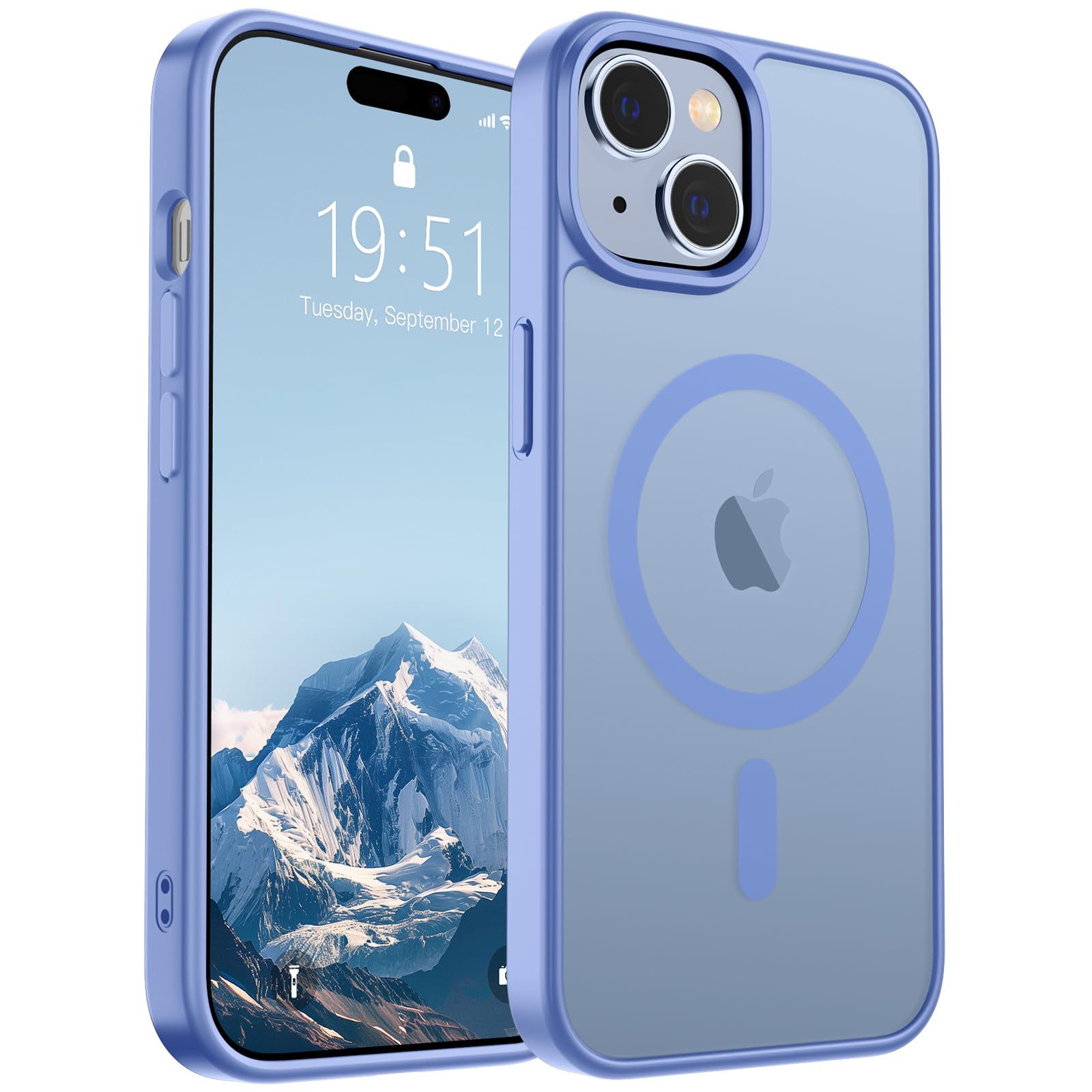 SUPFINE Magnetic for iPhone 15 Case [Compatible with MagSafe] [10 FT Military Grade Drop Protection] Slim Translucent Matte Shockproof with Anti-Fingerprint Phone Case, Blue Purple