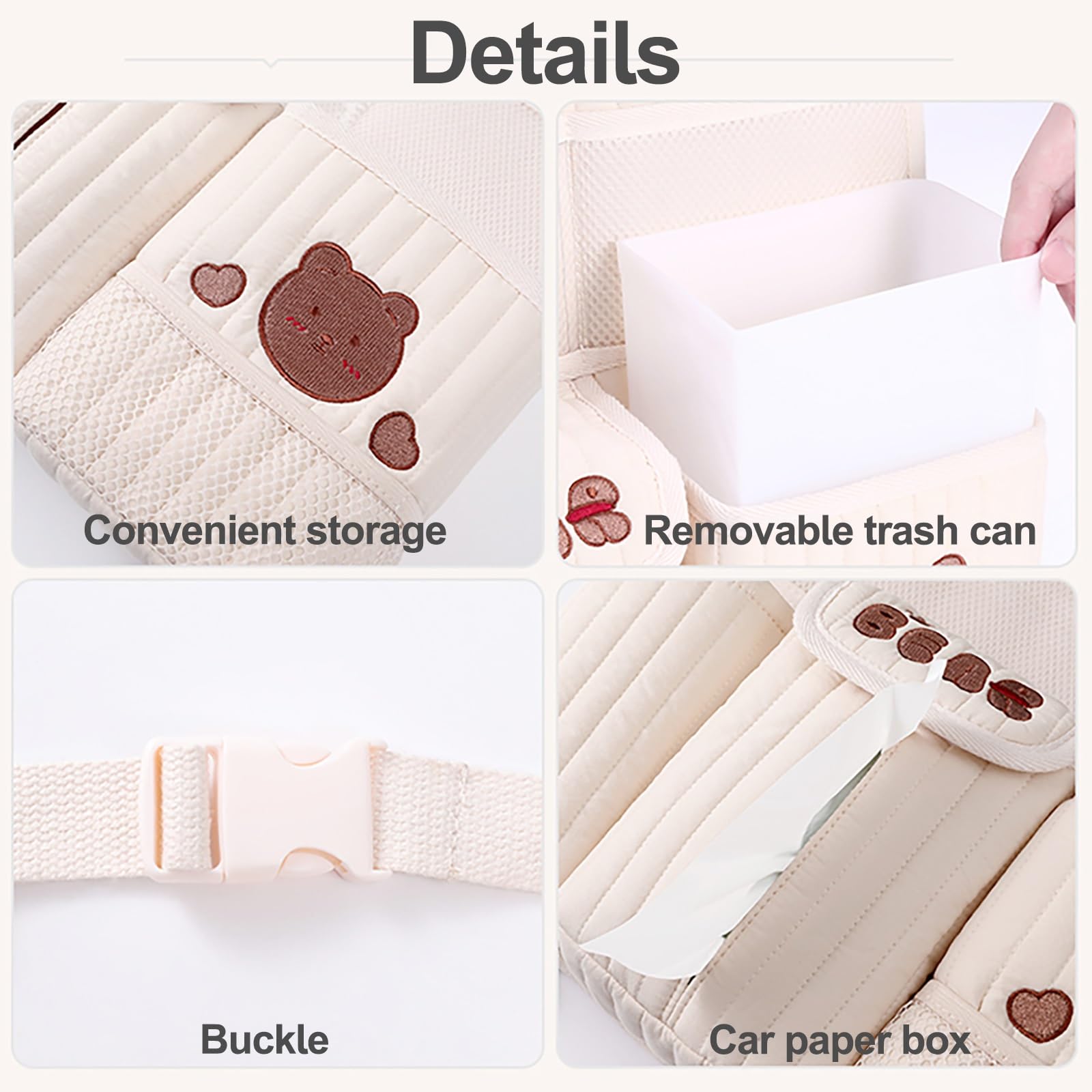Organizer per seggiolino Auto con Spallacci Regolabili in Lunghezza, Auto Organizzatore Kick Mats Impermeabile Sedile Posteriore, Organizer per sedili Posteriori(Pink)