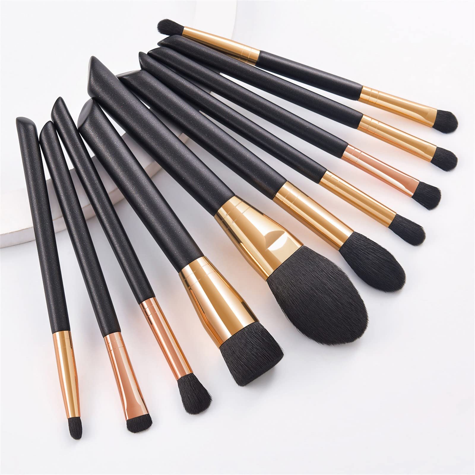 Brocha de maquillaje sintética avanzada, para base de maquillaje, polvos, sombras de ojos, pinceles de maquillaje, cosméticos, para cejas, sombras de ojos, polvos, brillo de labios, paquete de 10 broc