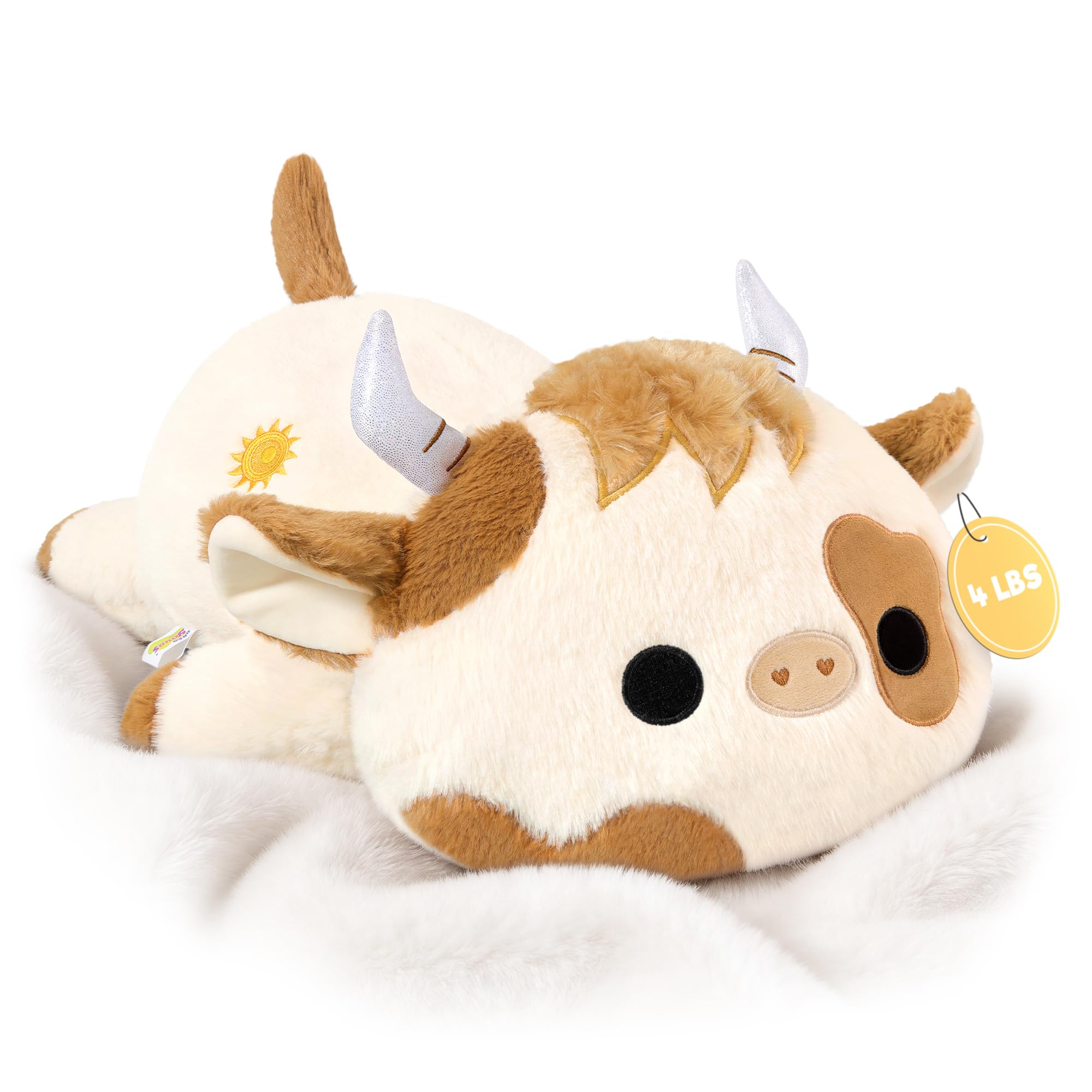 Onsoyours Original Weighted Stuffed Animals, 4.0 lbs Weighted Highland Cow Plush Toy, 20" Large Soft Weighted Scottish Cow Pillow Gifts for Kids &