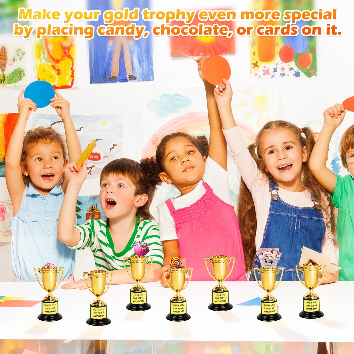 12 Pezzi Mini Trofei Oro Premio Trofei Mini Trofeo d'oro in Plastica Coppe per Piccoli Trofei in Plastica Dorata Mini Trofeo Oro per Feste, Celebrazioni Sportive, Premi in Classe