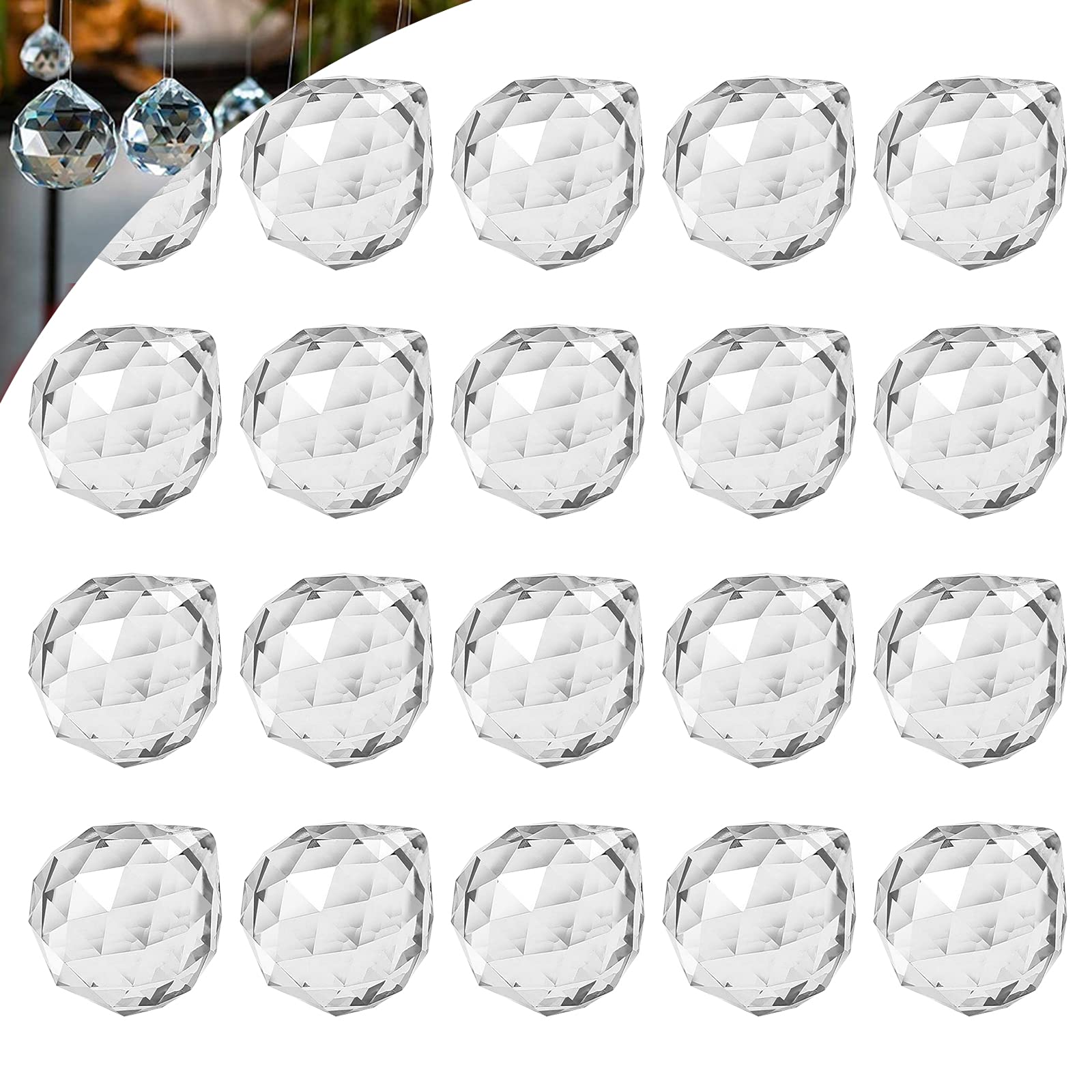 Set di 20 Sfere di Cristallo Prisma 20 mm Cristalli Feng Shui da