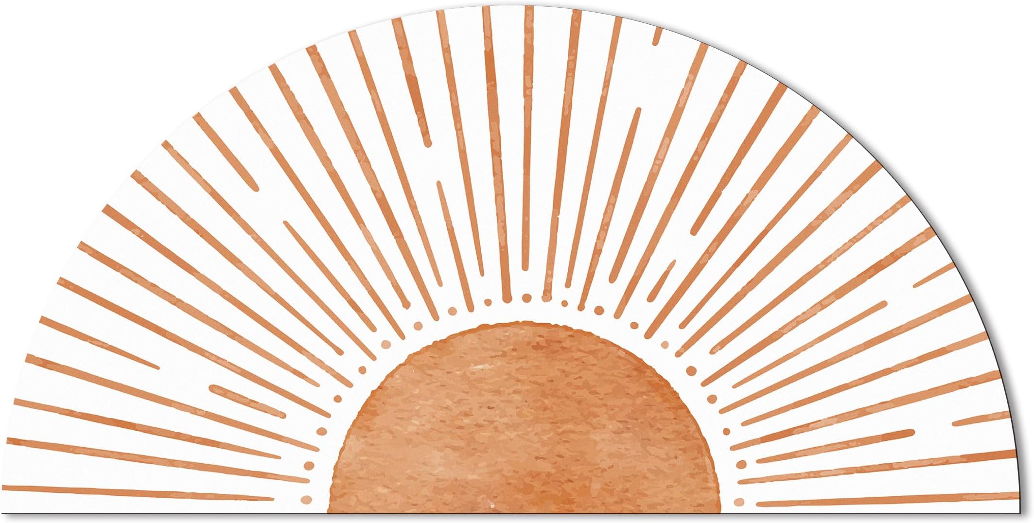 Boho Orange Sun Sunrise Sunshine Half Round Door Mat Bath Mat Bohemian Mid Century Modern Half Circle Area Rug Indoor Doormat Non Slip Bathroom Rugs Entrance Floor Mats Home Decor Rug