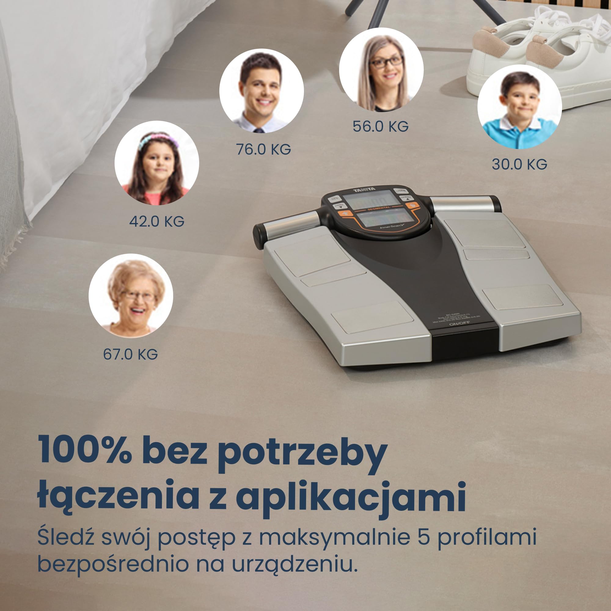 TANITA BC-545N waga segmentowa do sk?adu cia?a na ekran, pomiary na cz??? cia?a, 10 pomiarów, kolor srebrny, 1 szt