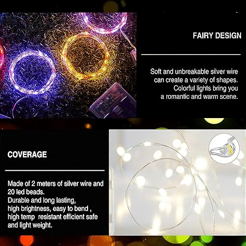 Miniatura 5 de INKECI Paquete de 2 guirnaldas de luces LED de 16.4 pies con 50 luces LED para dormitorio, Navidad, fiestas, bodas, centros de mesa, decoración,