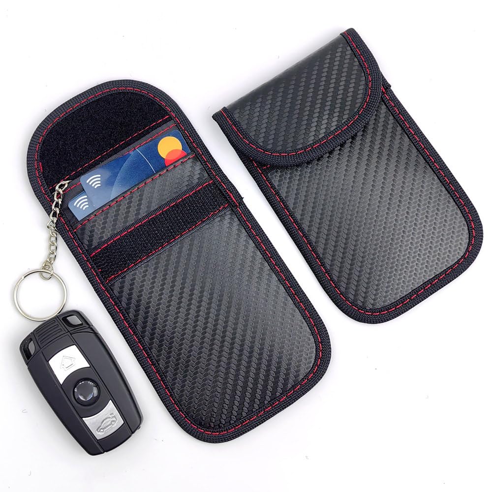 SAPRA | Carbon Fibre Car Key Signal Blocker – Faraday Cage RFID Keyless Fob Protection Pouch