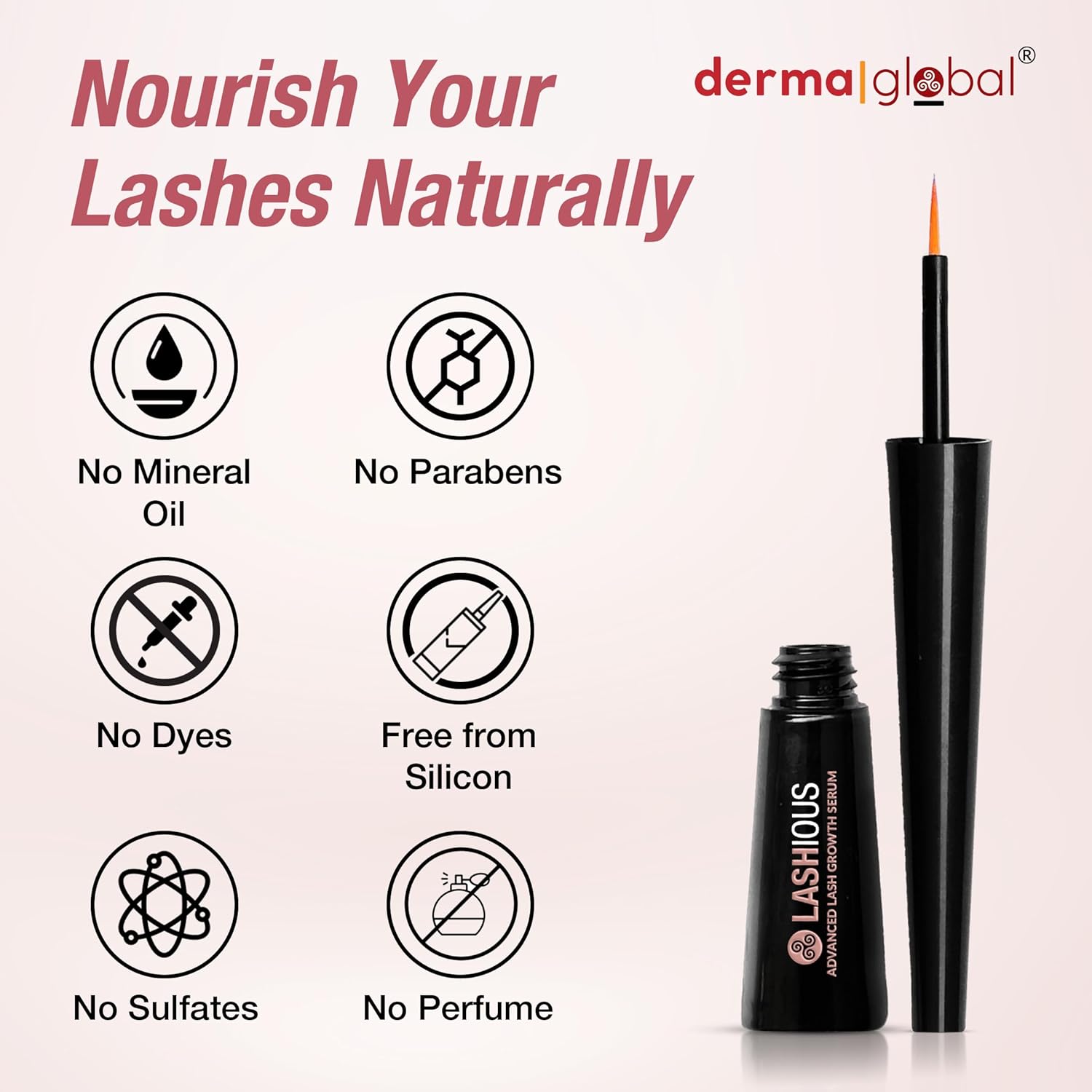 LASHious™ Advanced Lash Growth Serum | Multi-Peptide Complex with Anagain™, Biotin, Panthenol & Caffeine, Red Clover Flower Extract | Prostaglandin-Free & Non-Irritating Formula | 3mL