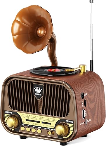 PRUNUS J-190 Radio portátil AM FM SW Bluetooth, radios retro vintage pequeño transistor radio con el mejor sonido, recargable por USB, compatible