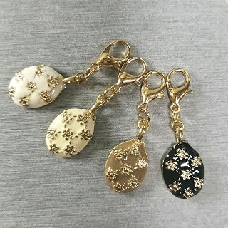 帯留めチャーム モノグラム風 花格子 ゴールド