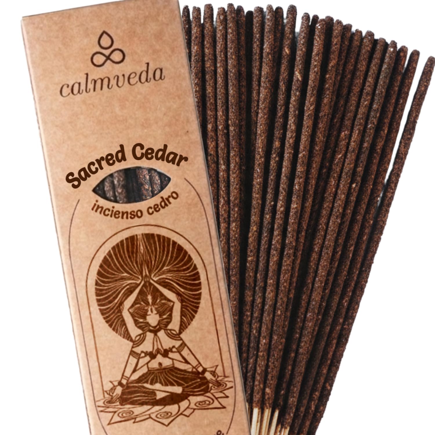 Calmveda Cedarwood Resin Smudge Incense- (24+ Thick Sticks) Natural Charcoal Free Christmas Incense | Balsam Fir & Cypress Aroma of Fresh Cut Tree for Holiday Cheer (Long Burning) โ image 1