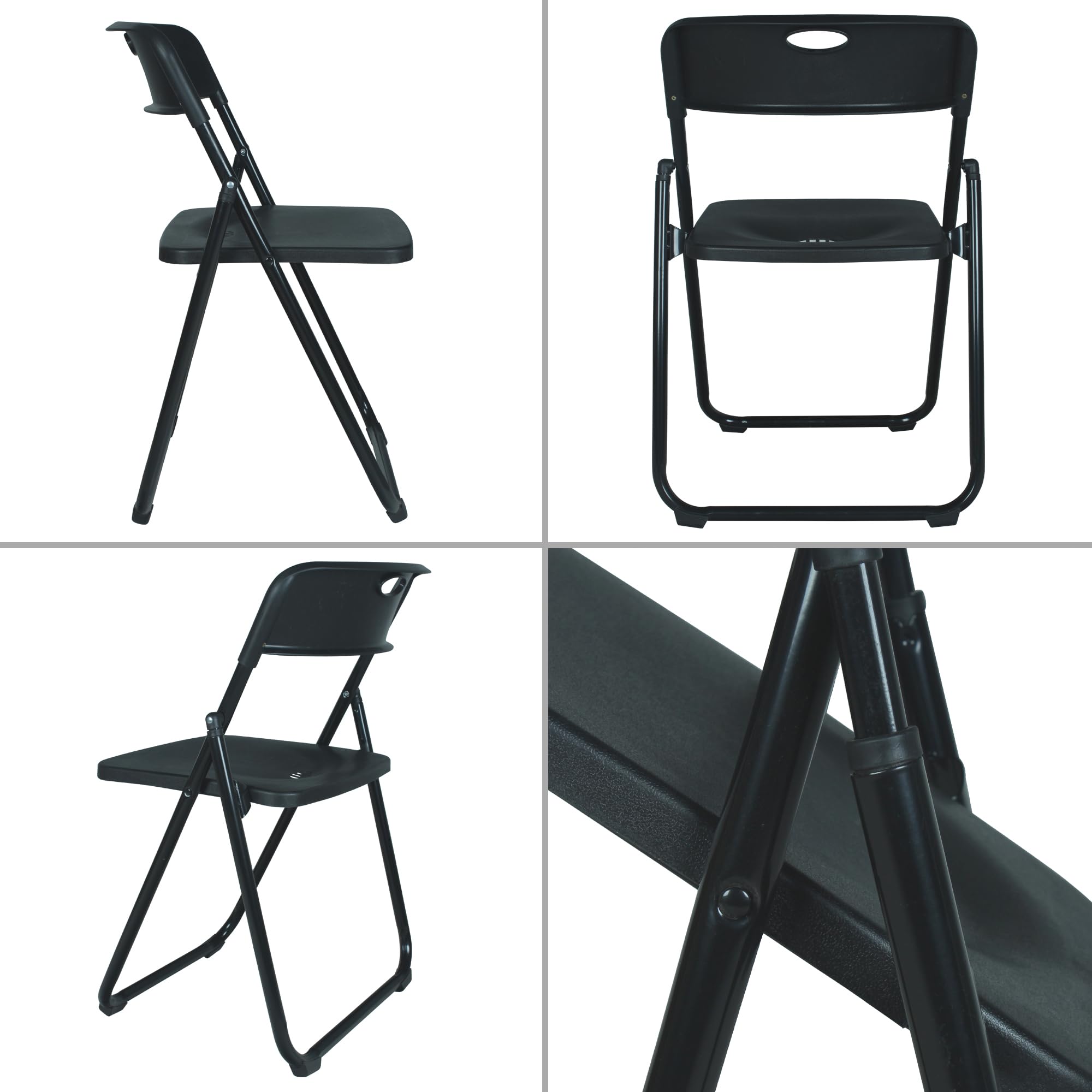 Story@Home Metal Folding Chair | Chairs for Home| Modern Light Weight Space Saver Simple Multi Functional for Living Room, Dining Room, School Chairs, playschool, Office, Home and Cafe (Black) 3