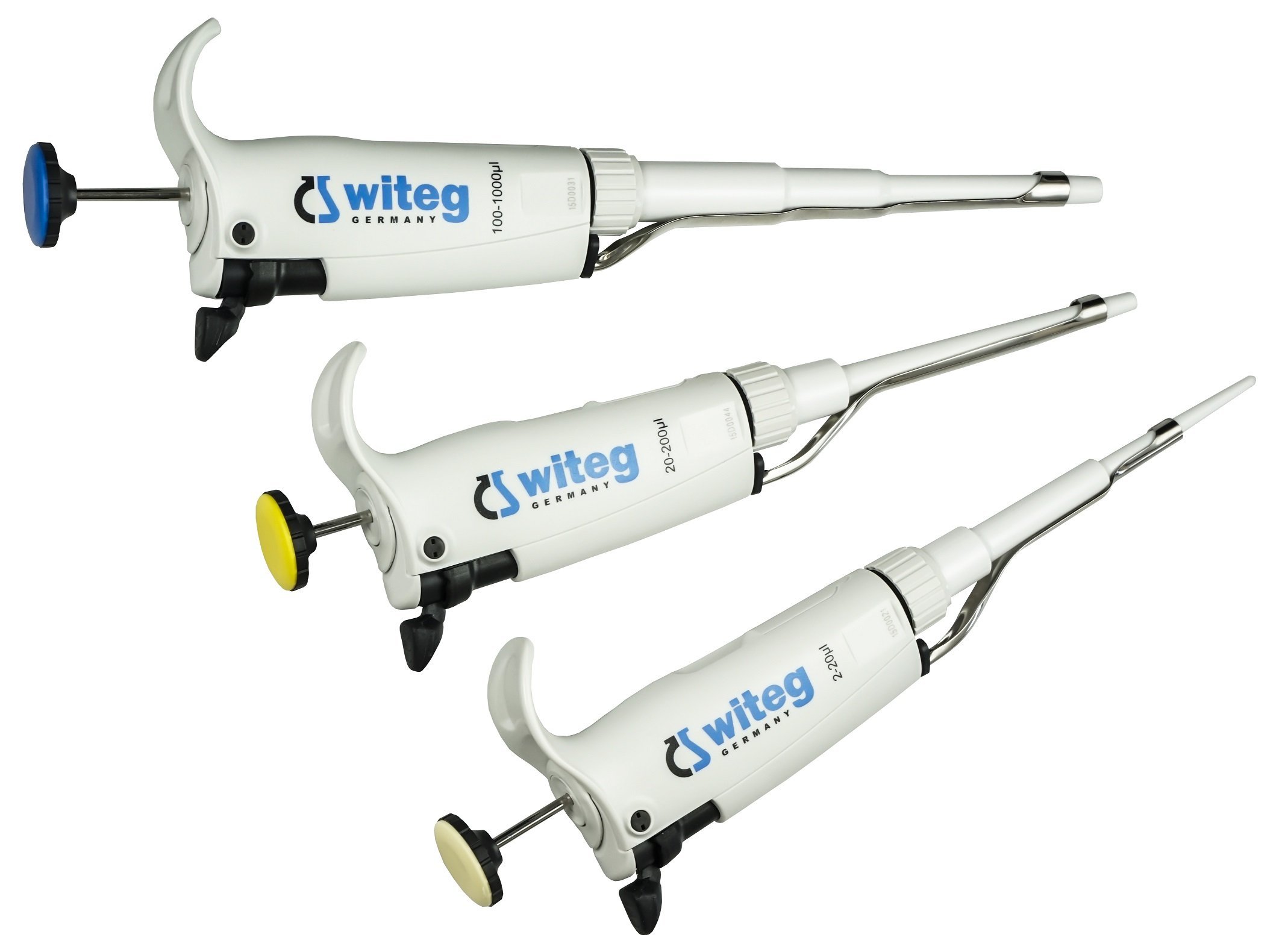 Mikroliterpipette WITOPET premium Starter Kit, ergonomisches Design - optimales Gewicht - geringer Kraftaufwand
