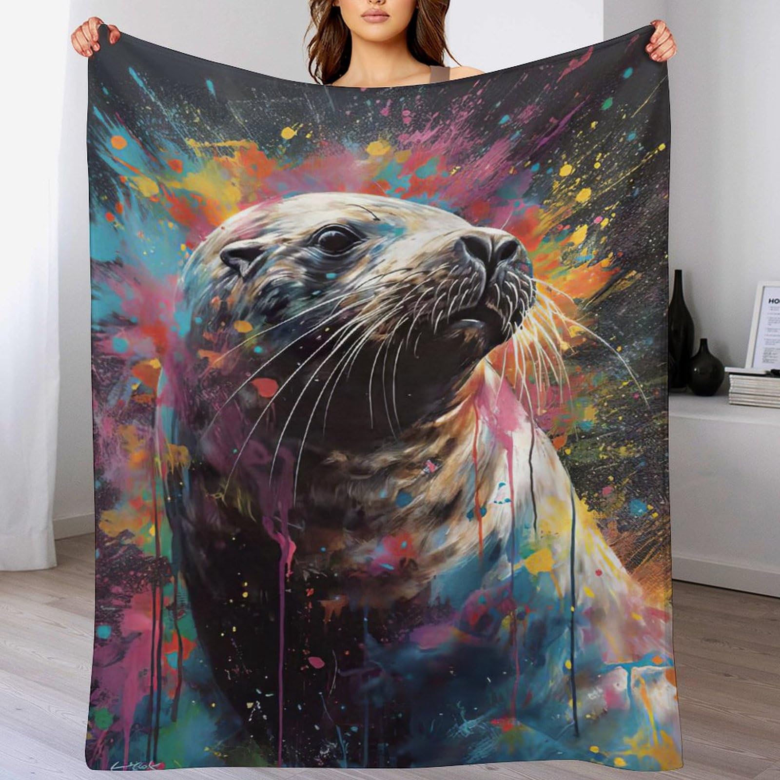 Couverture polaire flannel phoque tissu peluche extra doux thermique lit canapé 180x200