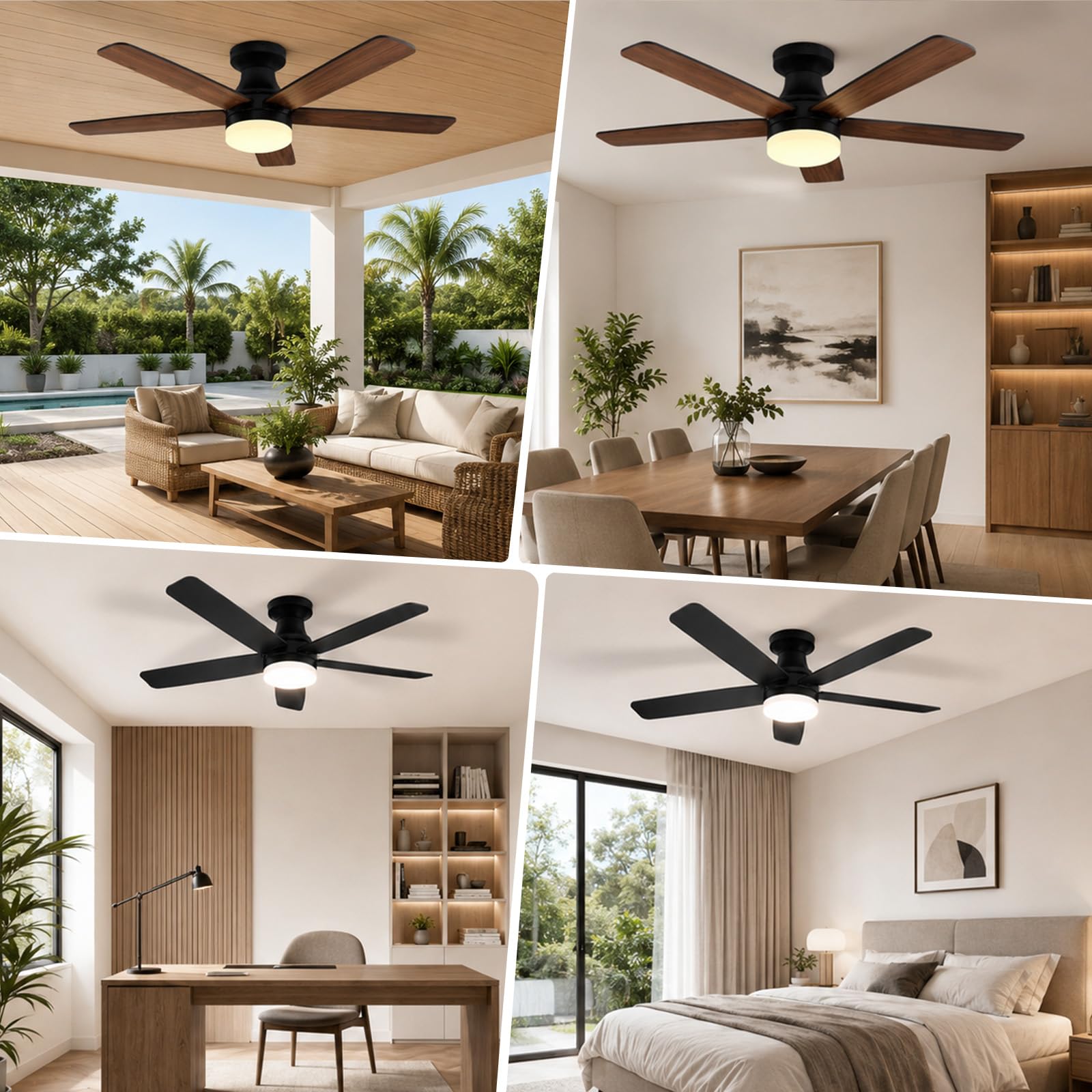 Smarter Deckenventilator mit Beleuchtung 106 cm, App & Fernbedienung, 3 Farbtemperaturen, 6 Stufen, Reversible Flügel, 30dB Leiser DC Motor DeckenleuchteDimmbare LED, für Schlafzimmer & Wohnzimmer