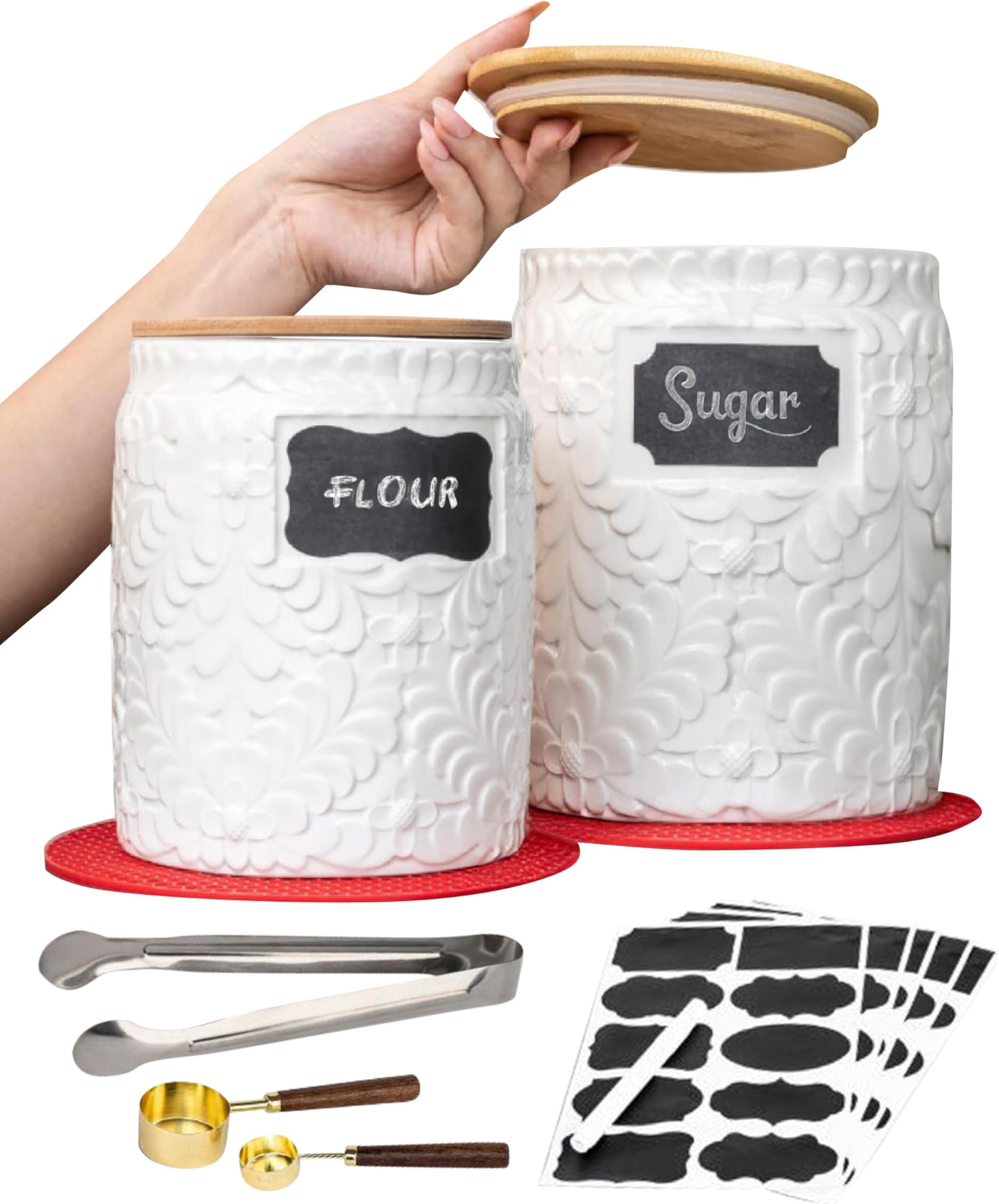 Amazon.com: Canister Set - Flour Sugar Coffee : Home & Kitchen