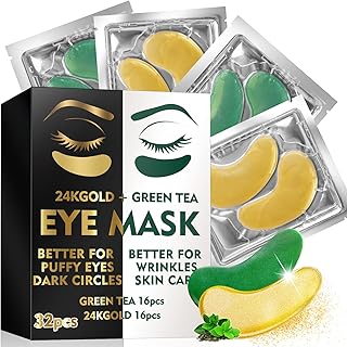 Under Eye Patches(32 Pairs), 2 in 1 Under Eye Mask for Dark Circles and Puffiness, Under Eye Treatments Lighten Wrinkles and Fine Lines Instantly, Collagen Eye Gel Pads Hydrating Eye Skin
