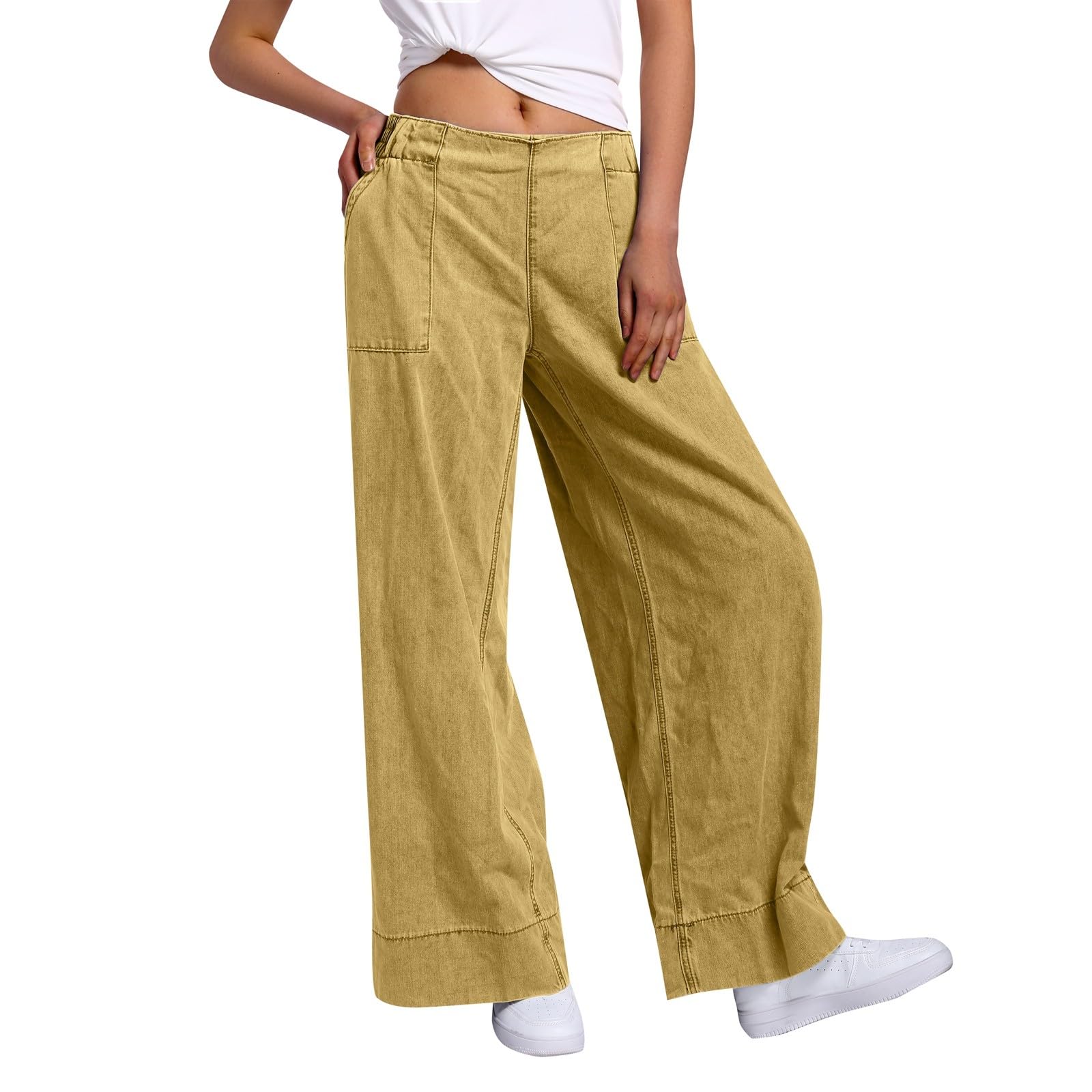 Genérico Pantalones Vaqueros Mujer Elasticos Elásticos Bolsillos Deporte Bootcut Mezclillas Cintura Deportes Campana Elefante Monocolor Tiro Bajo Elegantes Estilizadores Figura Comodidad Diaria