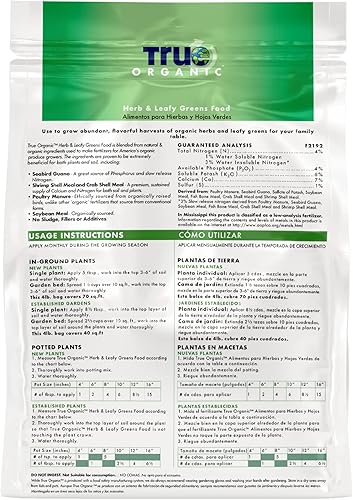 Miniatura 5 de True Organic - Alimento vegetal de hierbas y verduras de hoja verde 4 libras - CDFA, OMRI, para jardinería orgánica