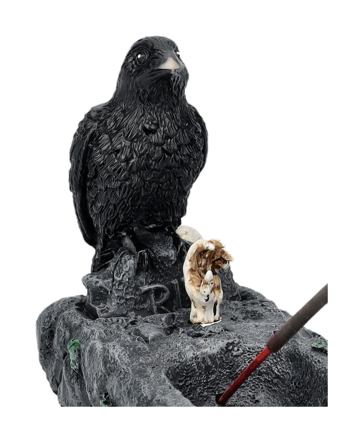 Gotischer Räucherstäbchenhalter mit Rabe und Zombie, Friedhofs-Motiv, Kunststein, 27cm, Deko Figur