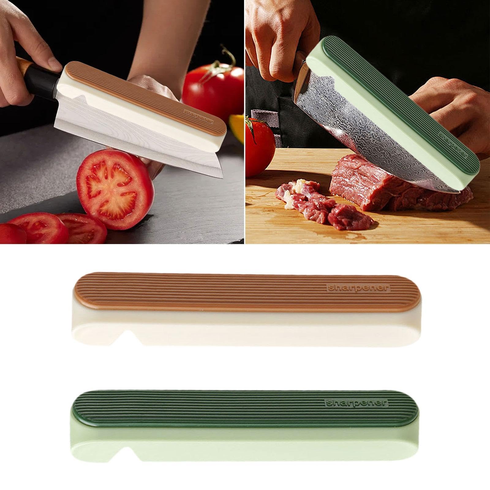 Knife Cover Hand Protector Built in Sharpener Aid Tool for Cooking Brown-image-47