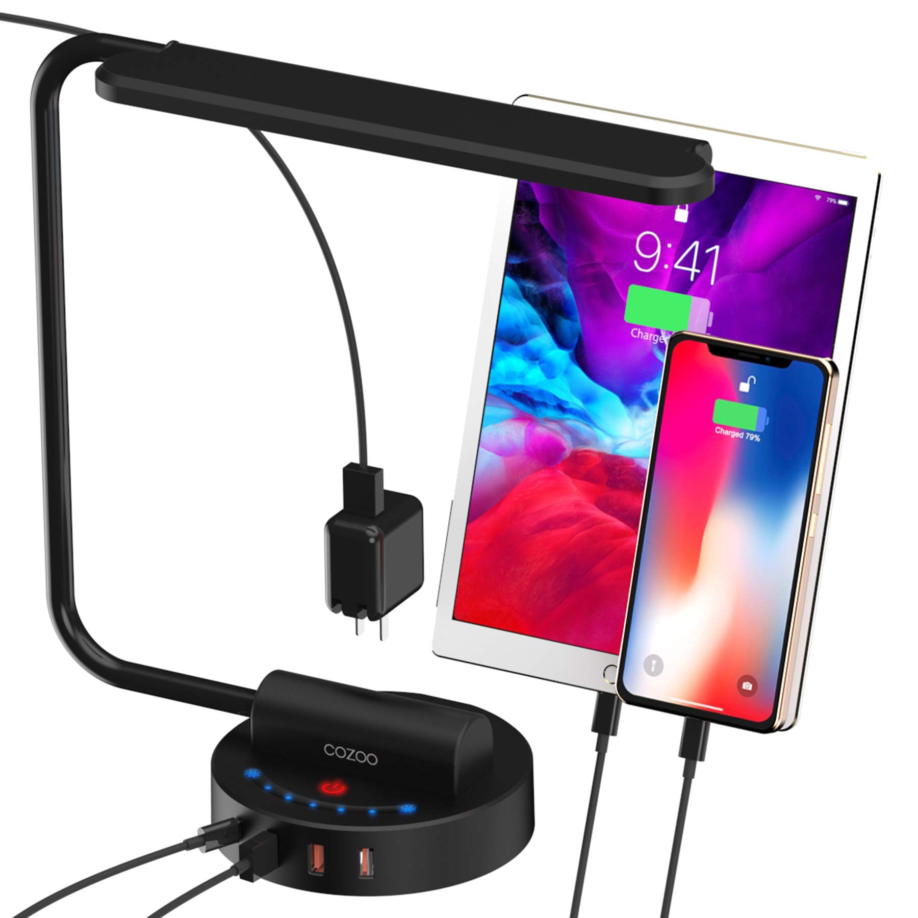 COZOO LED Desk Lamp with 1 Type C Port & 3 USB Charging Ports & 2 AC