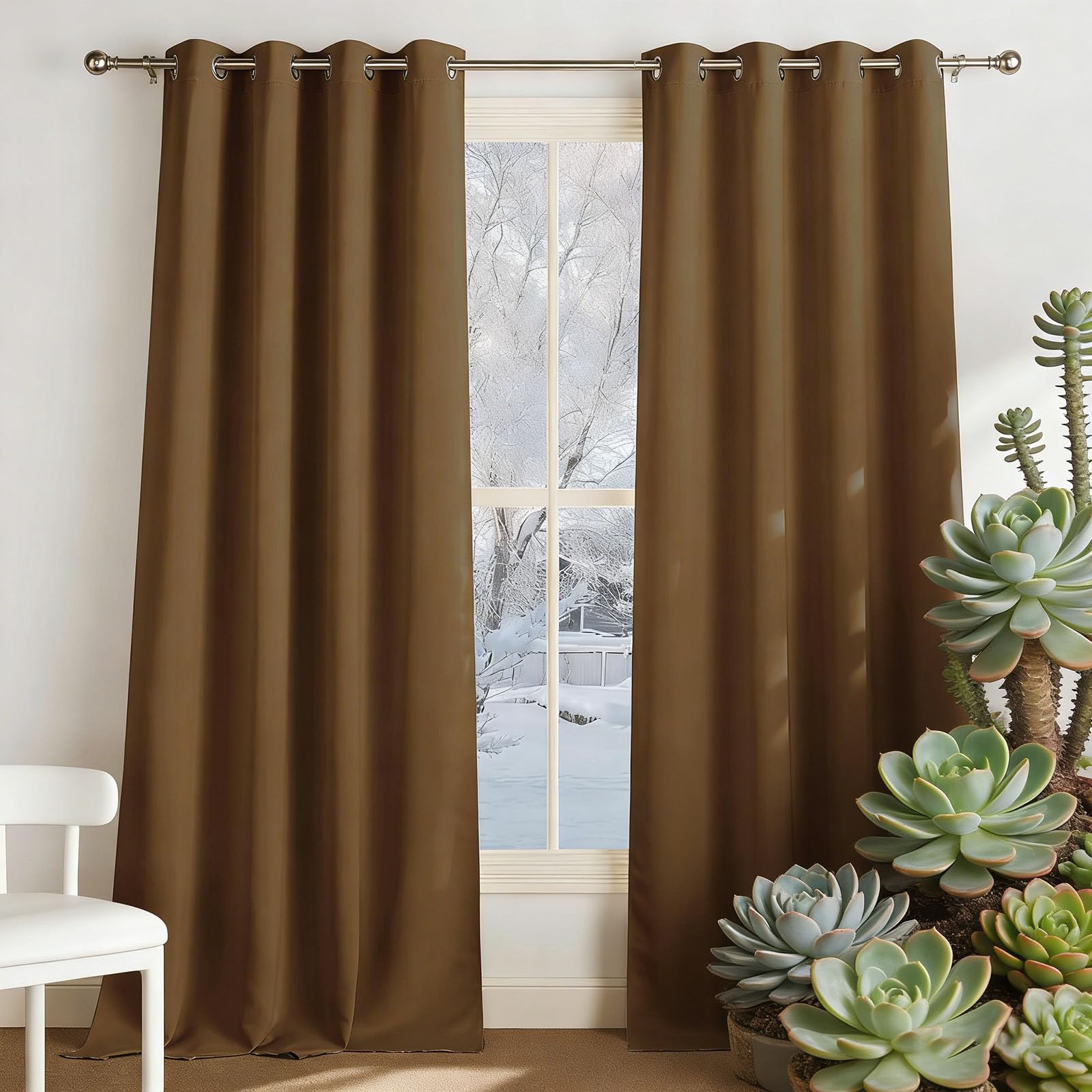 Rideau thermique salon et dressing brun idéal pour isoler une porte