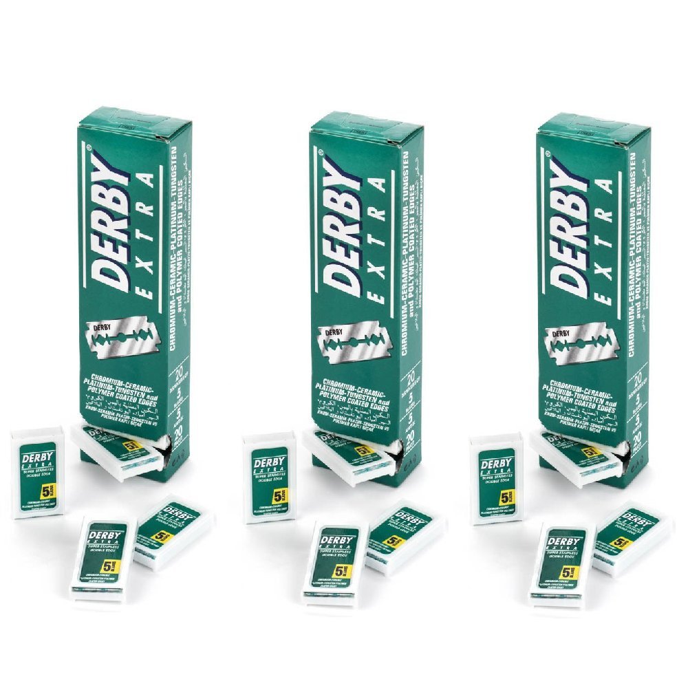 DerbyBarber Razor Cutting Extra Double Edge Blades 100 Count SR-00064 (3 Pack)