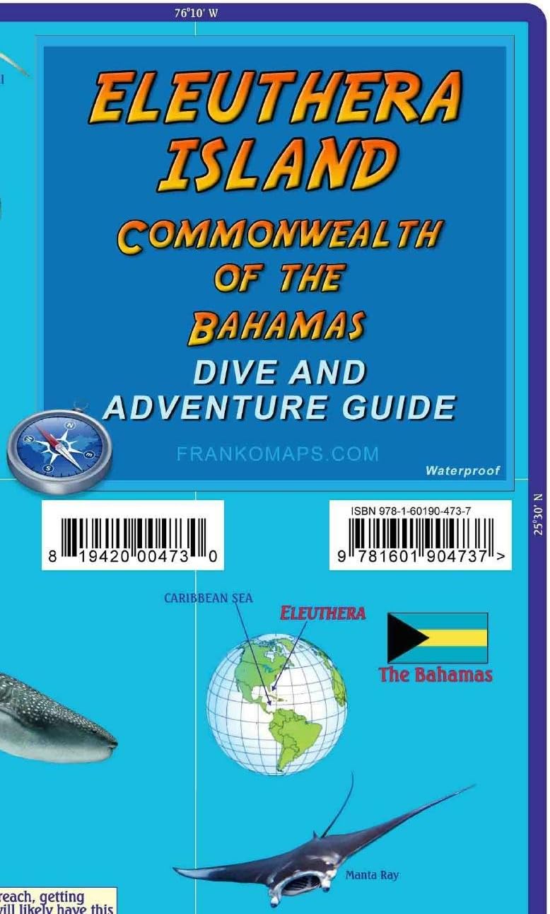 Eleuthera Island Bahamas Dive & Adventure Map Franko Maps