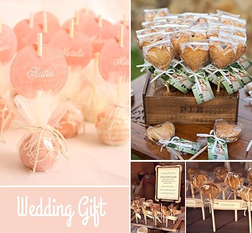 Miniatura 8 de 200 bolsas de dulces de 39 x 59in envoltorios para tartas de 28 x 4 pulgadas kit con lazos giratorios bolsas de celofán transparente bolsa de