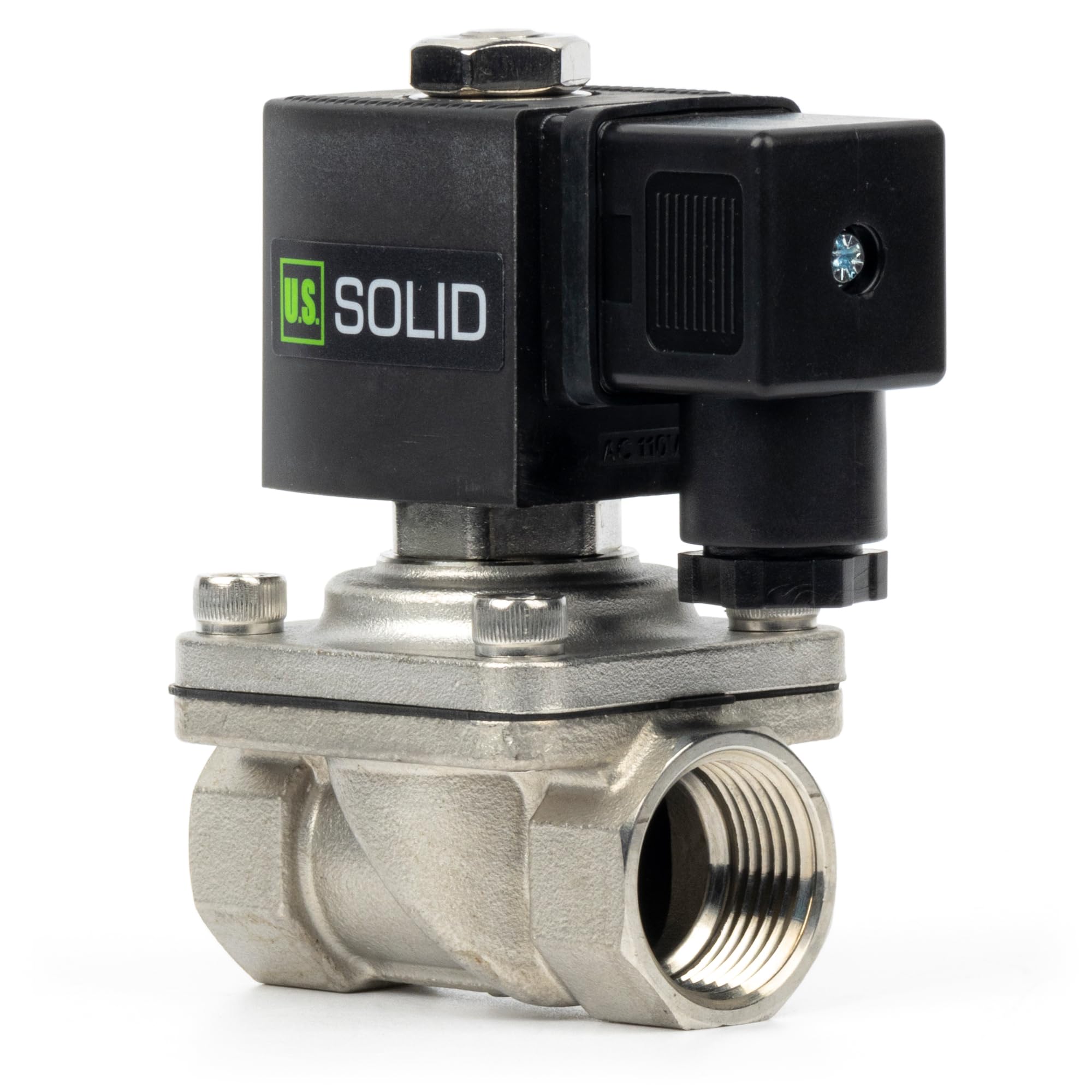 U.S. Válvula solenoide sólida de 3/4" de acero inoxidable AC 220 V con sello Viton, normalmente cerrado, tipo caja de conexiones, rosca G