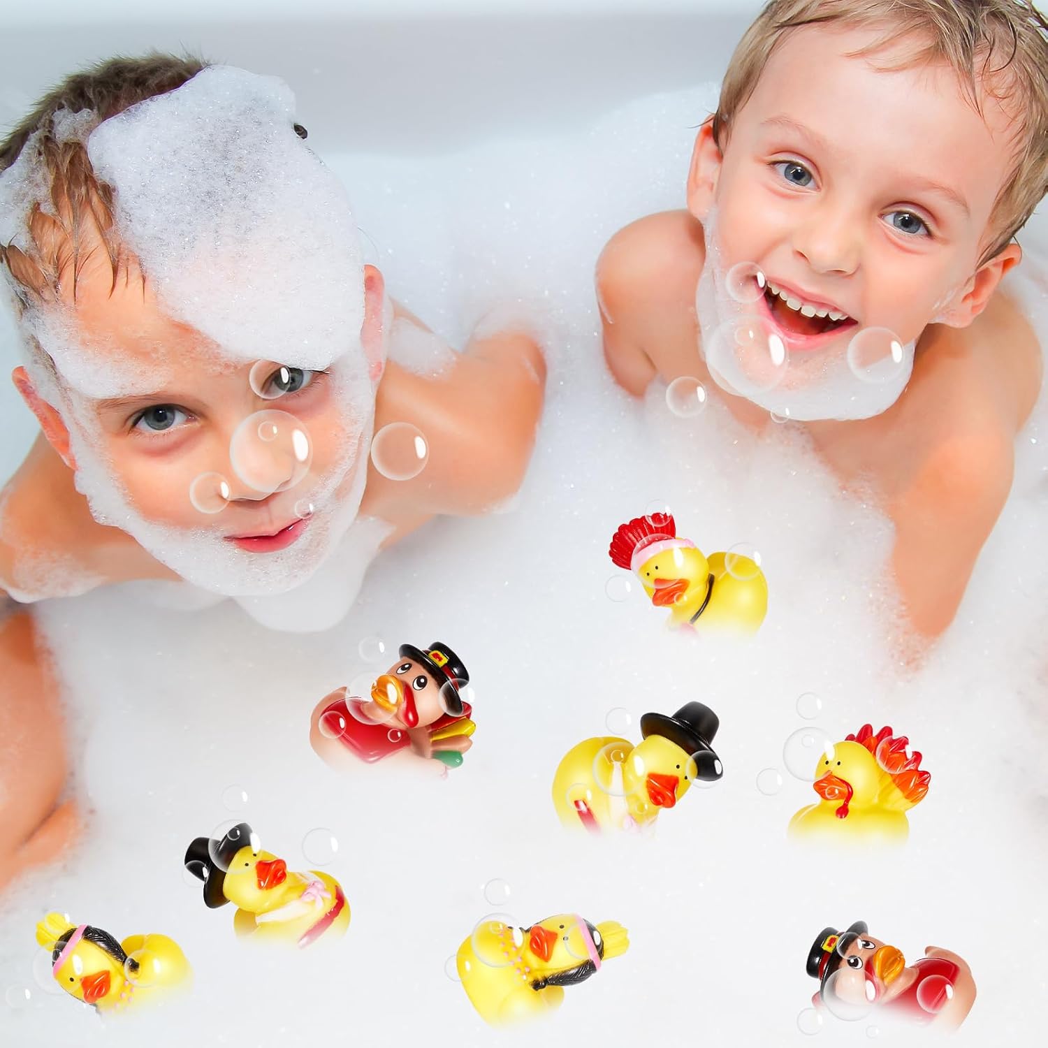 Deekin 100 Pack Thanksgiving Rubber Ducks 2.17 Inches Fall Rubber Ducks Bulk Bathtub Bathing Toy for Thanksgiving Party Favors