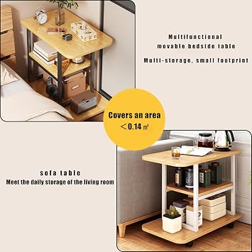 Mobile Cart Coffee Table, Home Small Coffee Table, Modern Living Room Table with Storage Rack, Home Sofa Side Table Decorative Furniture.,A