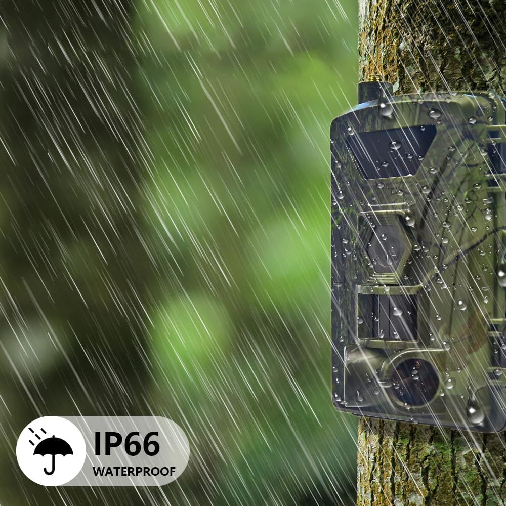 4G LTE Wildkamera mit SIM Karte, 4K/60MP Video, Handyübertragung APP, Live Übertragung, Bewegungssensor, Nachtsicht, 0,1s Auslösezeit - Wildtierkamera für die Jagd, Überwachungskamera für die Natur