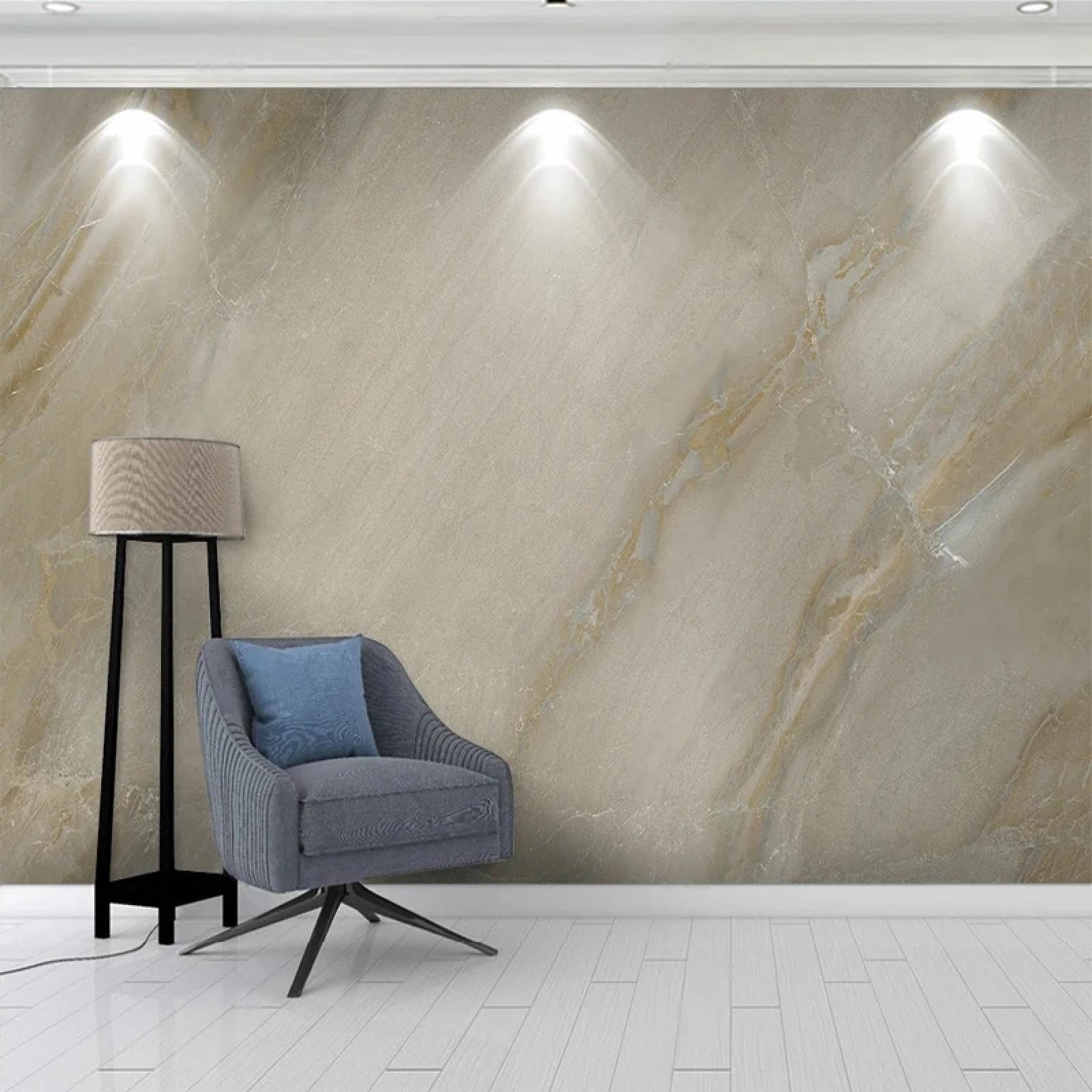 Décoration simple texture marbre pour rénover un mur de salon facilement