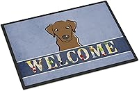 Vista 121 de Caroline's Treasures BB1449JMAT - Tapete de bienvenida de carlino negro, 24 x 36 pulgadas, tapete azul para puerta delantera, para interiores