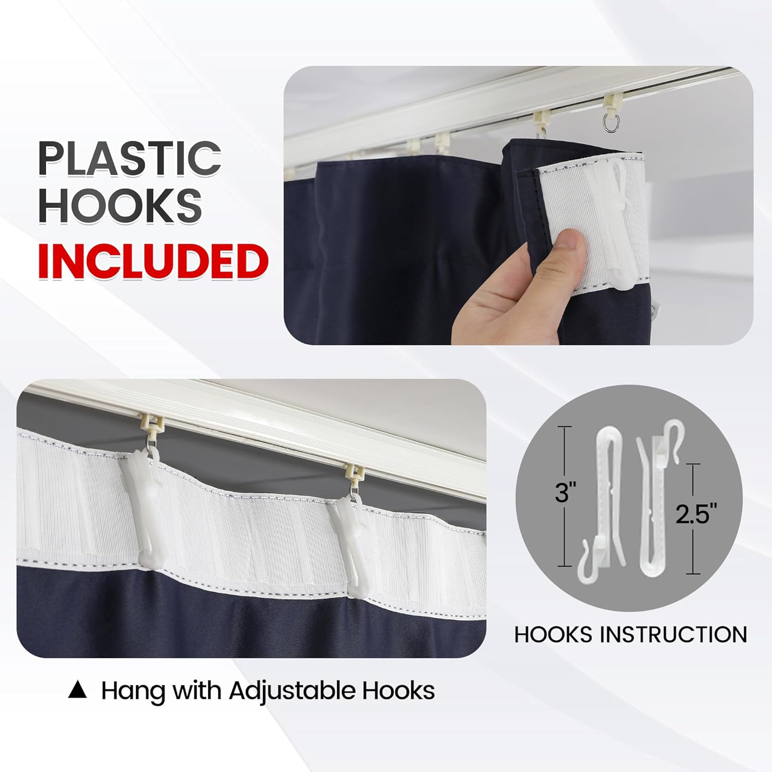 Room Divider Curtains, Blackout Ceiling Track Curtains with Hook, Extra Wide Theater Curtains for Living Room(1Panel, Navy, W8.3ft x H8ft)